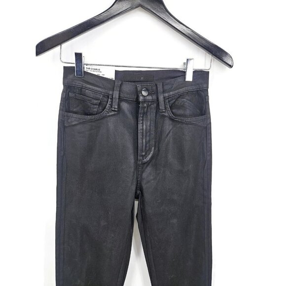 New Joe's The Charlie High Rise Skinny Ankle Jean Womens 25 Black Coated - Picture 4 of 8